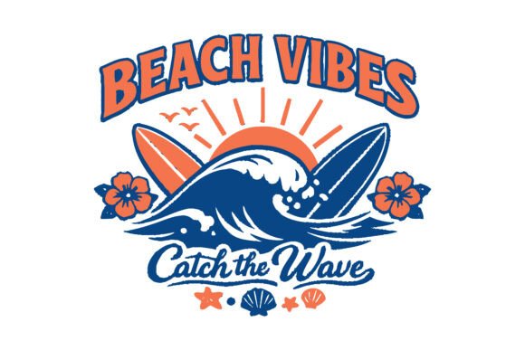 Beach Vibes Wave SVG Design Graphic Illustrations By dogstar4535