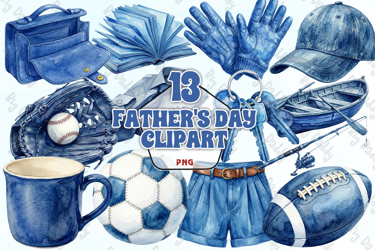 Blue Father's Day Clipart PNG