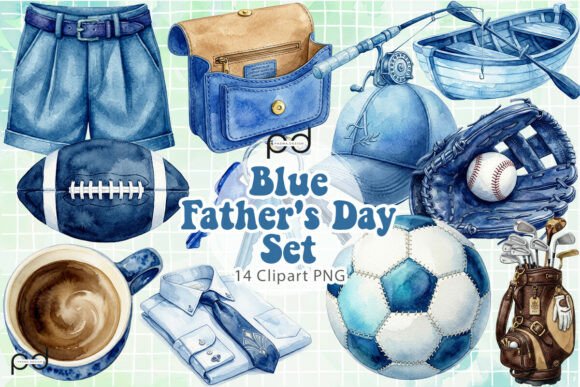 Blue Father's Day Set Graphics