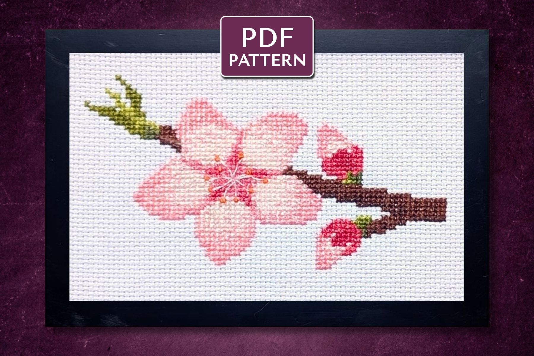 Cherry Blossom Cross Stitch Pattern
