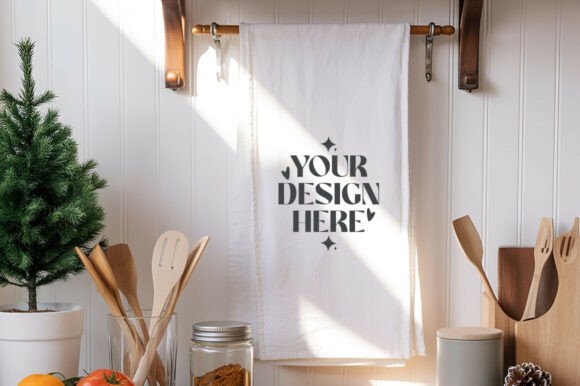 Christmas Kitchen Towel Mockup