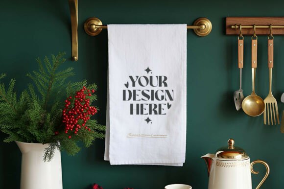 Christmas Kitchen Towel Mockup