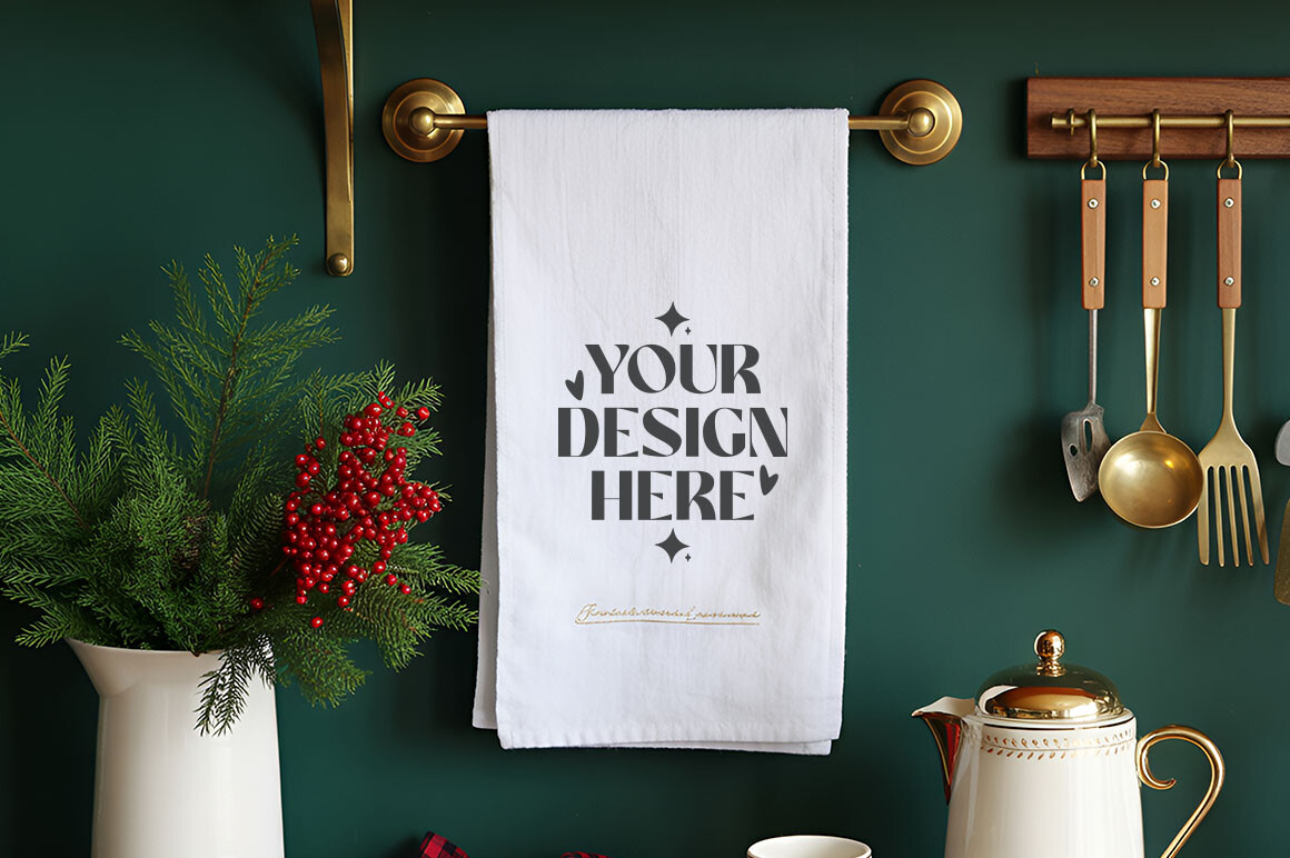 Christmas Kitchen Towel Mockup