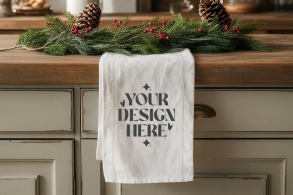 Christmas Kitchen Towel Mockup
