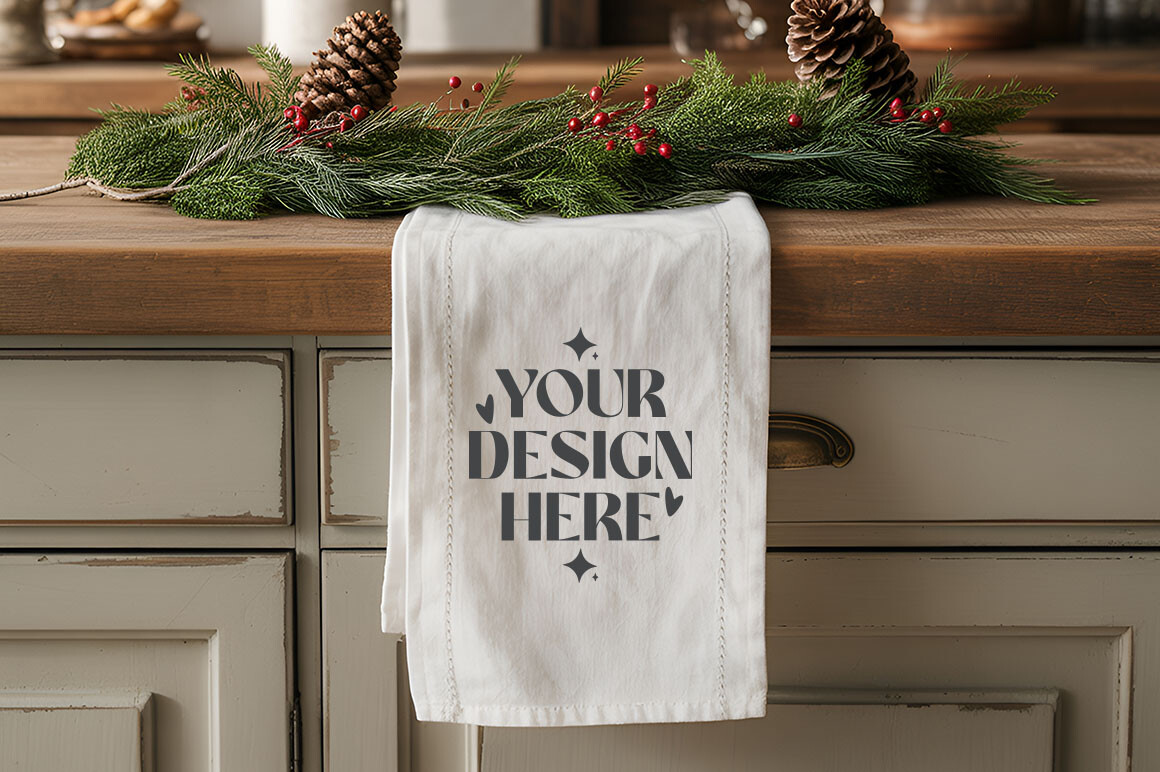 Christmas Kitchen Towel Mockup