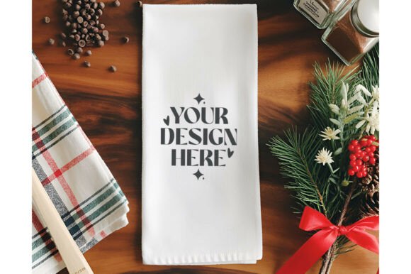 Christmas Kitchen Towel Mockup