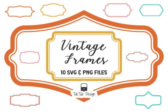 Colorful Vintage Label Frame SVG PNG