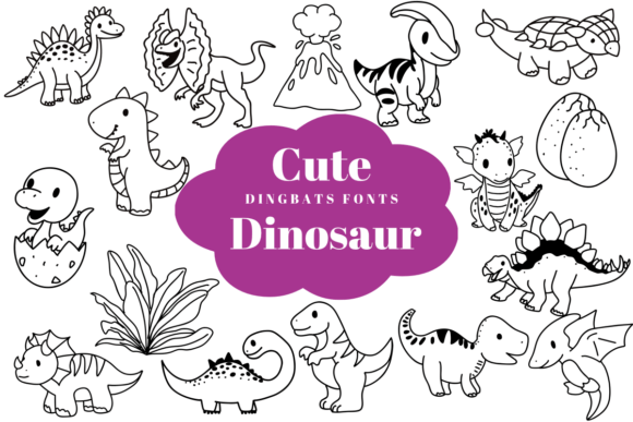 Preview of Cute Dinosaur dingbat font