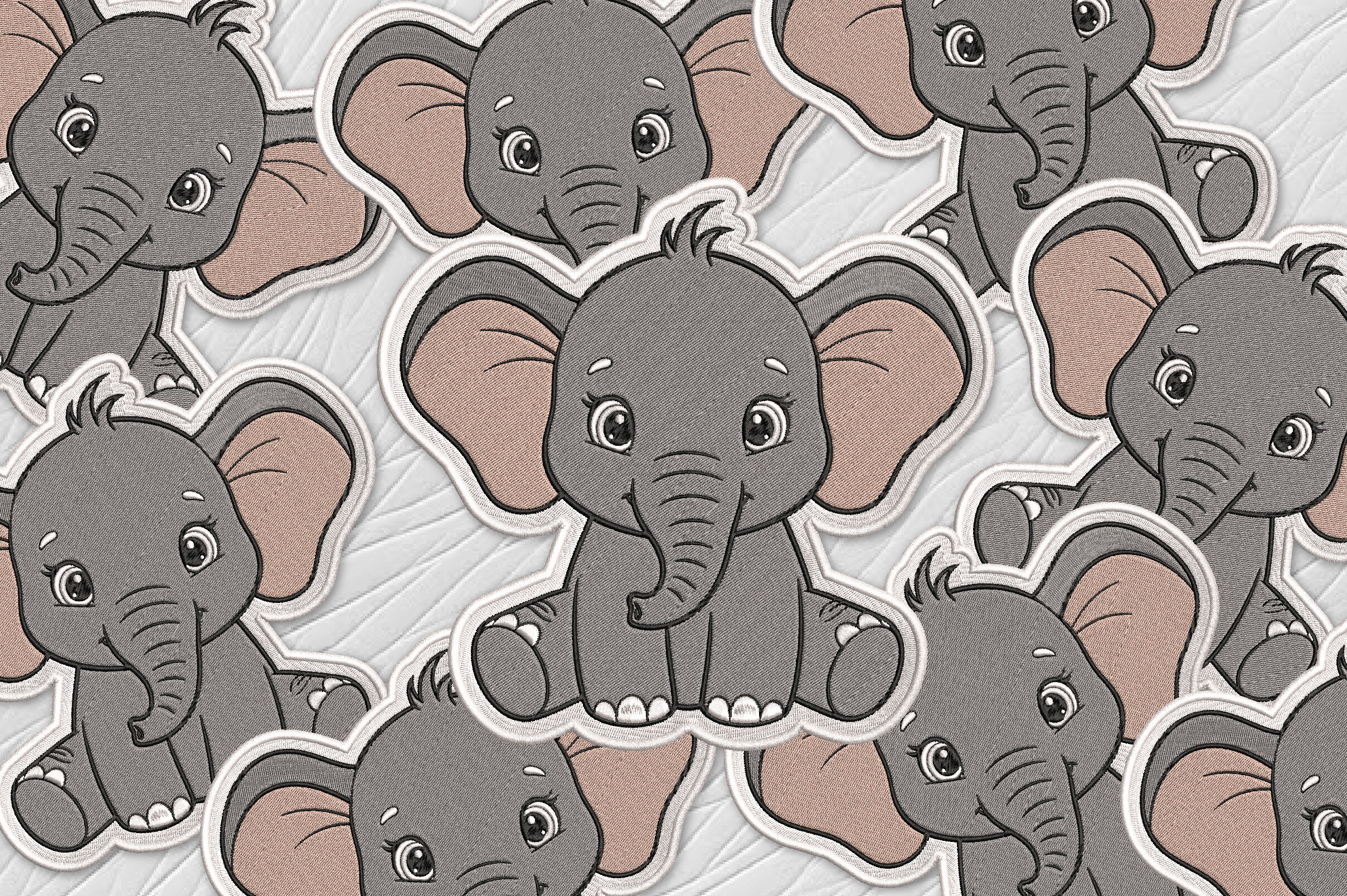 Cute Elephant Patches Embroidery Design