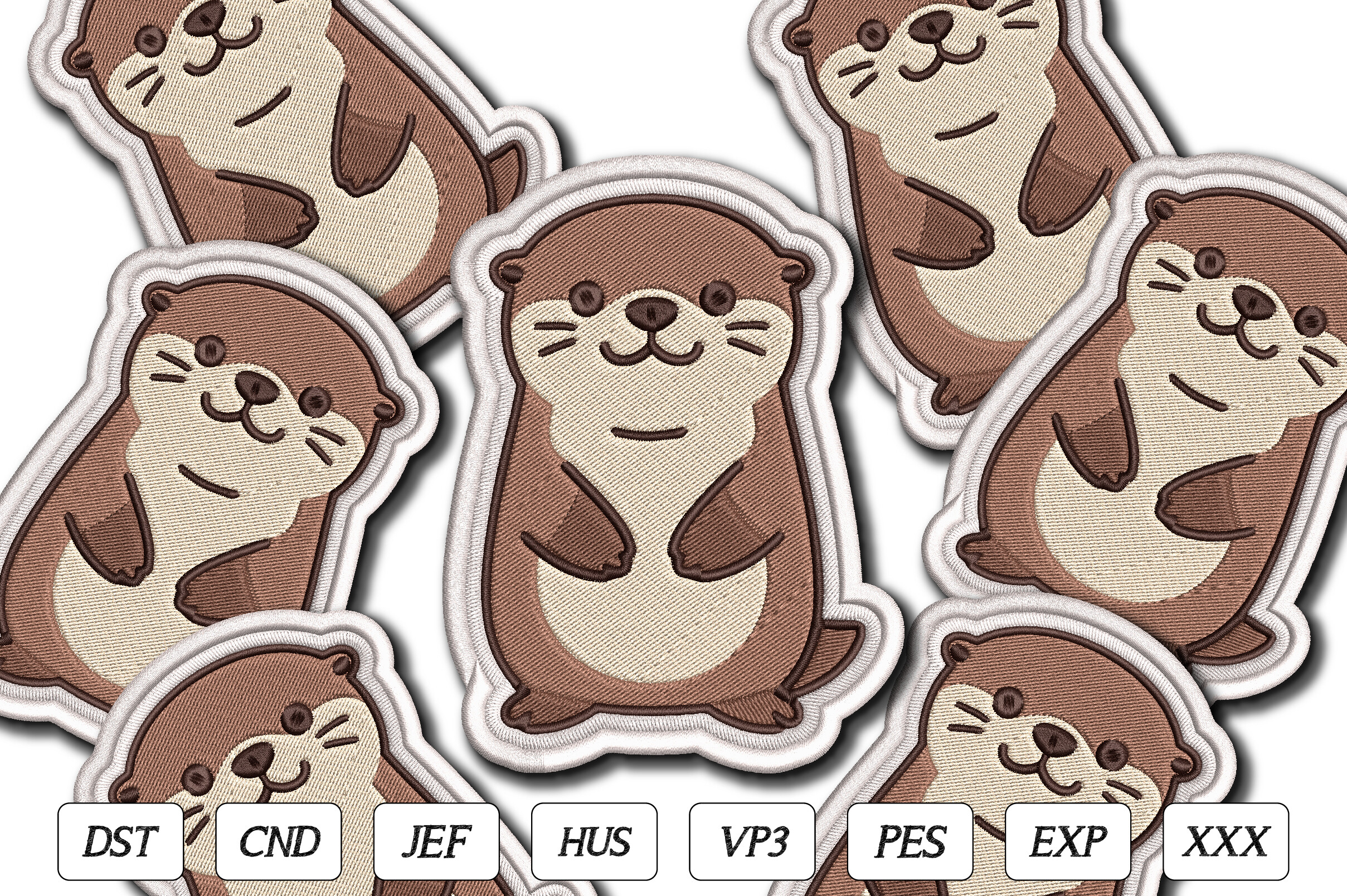 Cute Otter Embroidery Design