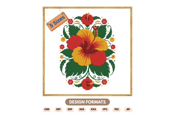 Hibiscus Floral Embroidery Design