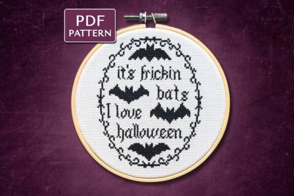 I Love Halloween Cross Stitch Pattern