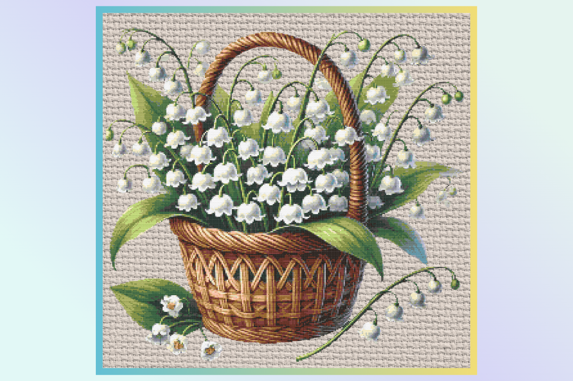 Lily of the Valley Basket Cross-stitch