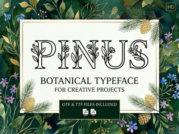 Pinus Font PNG with transparent background - Preview 1