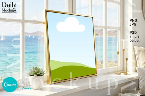 Square Gold Frame Canva Mockup