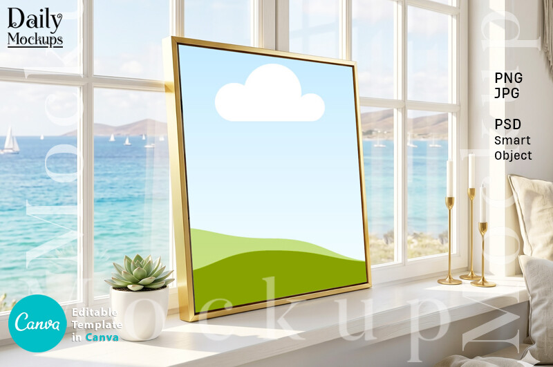 Square Gold Frame Canva Mockup