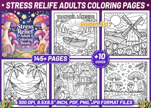 Stress Relief Adult Coloring Book Pages