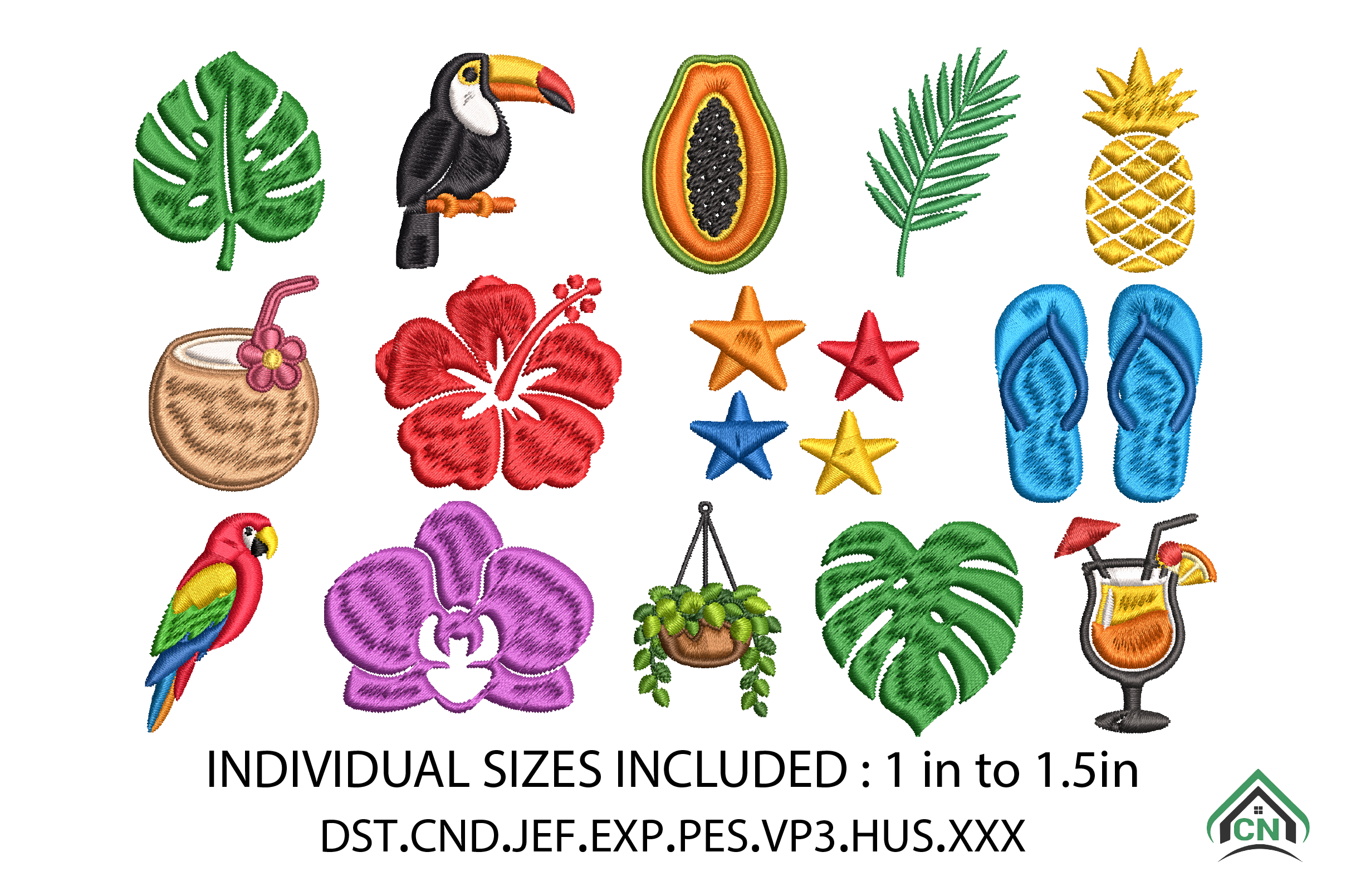 Tropical Summer Mini Embroidery Bundle