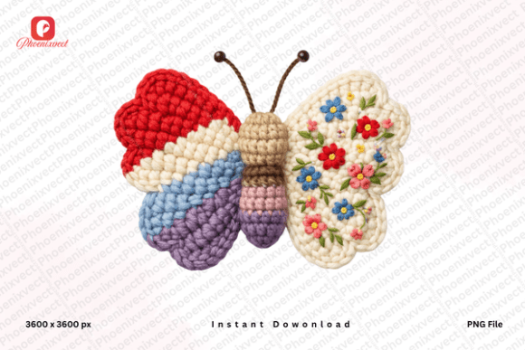 Yarn Crochet Butterfly PNG
