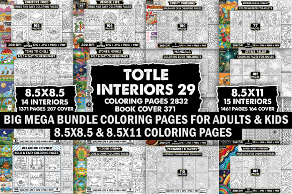 2832 Big Bundle Coloring Book for Adults