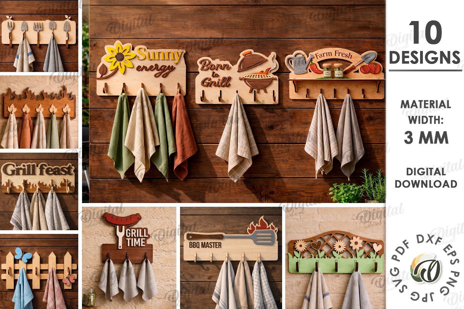 3D Summer Towel Racks Bundle Laser Cut