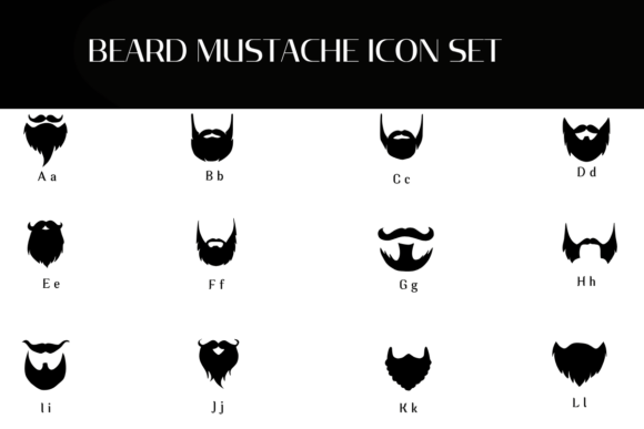 Beard Mustache Icon Set Font - Preview 1