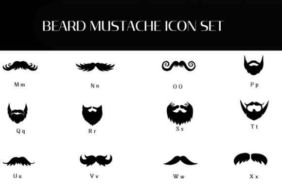 Beard Mustache Icon Set Font - Preview 2