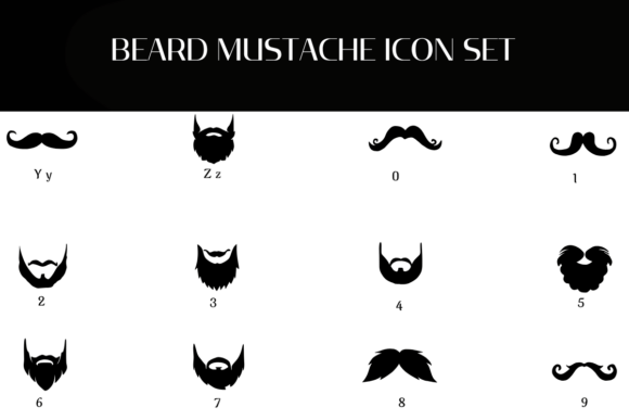 Beard Mustache Icon Set Font - Preview 3