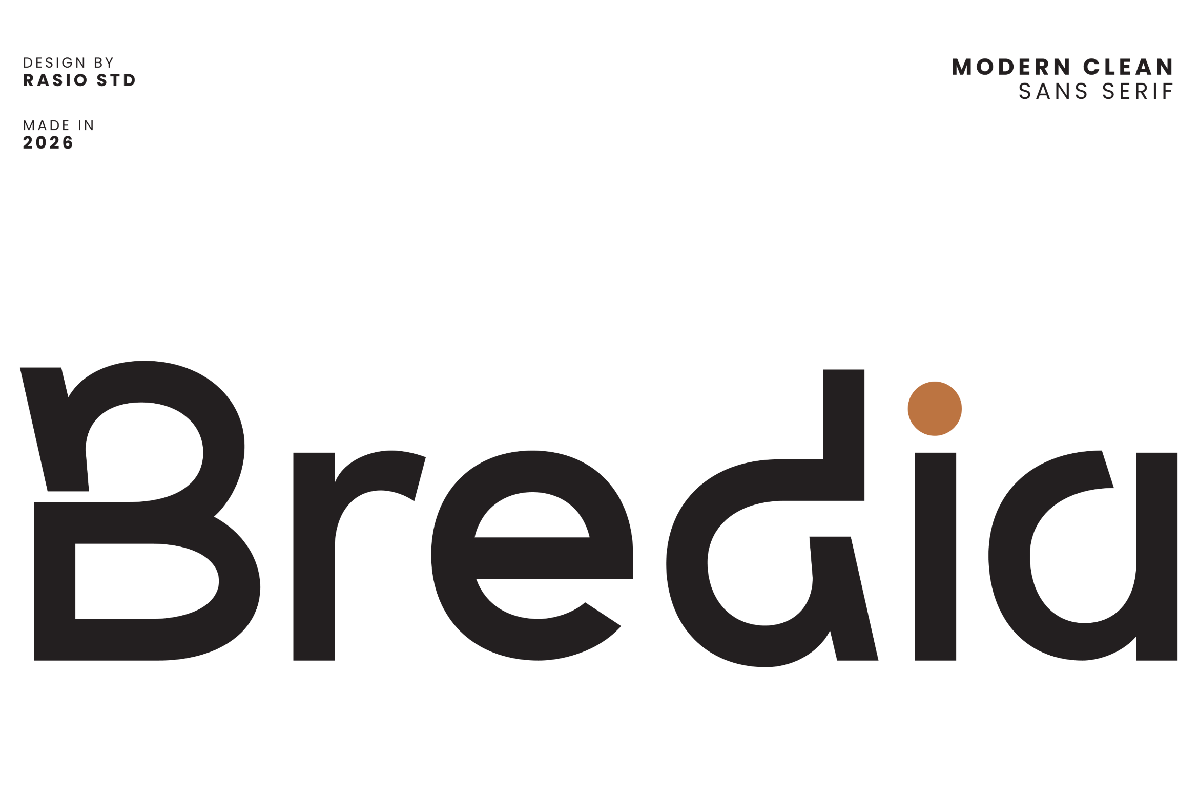Bredia font preview, clean sans-serif for certificate body text