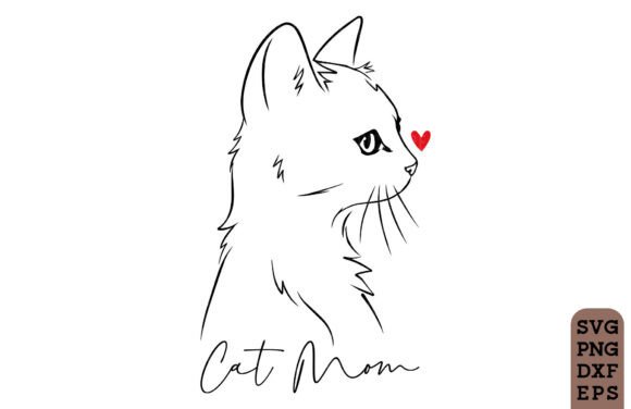 cat mom SVG PNG cat lover line art design for Cricut