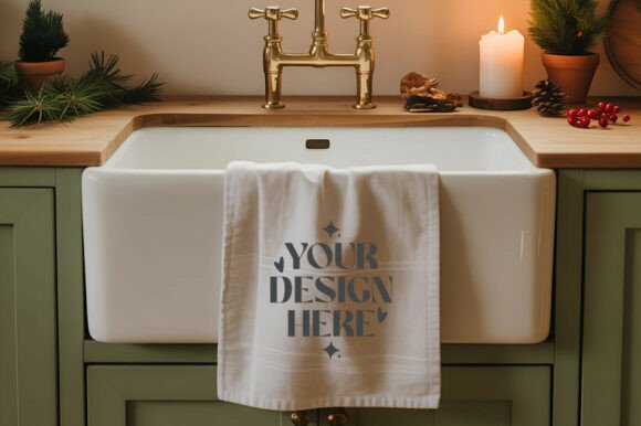 Christmas Kitchen Towel Mockups Graphics