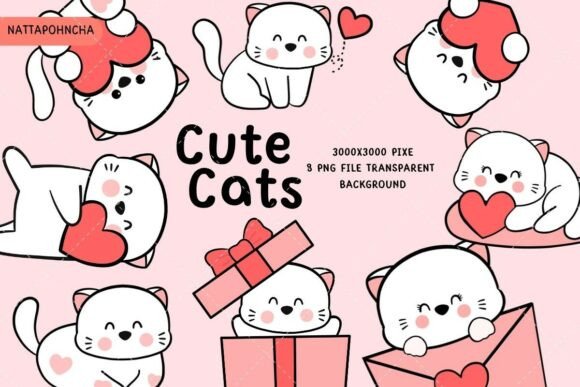 Cute White Cat Clipart PNG Kitten kawaii cat svg
