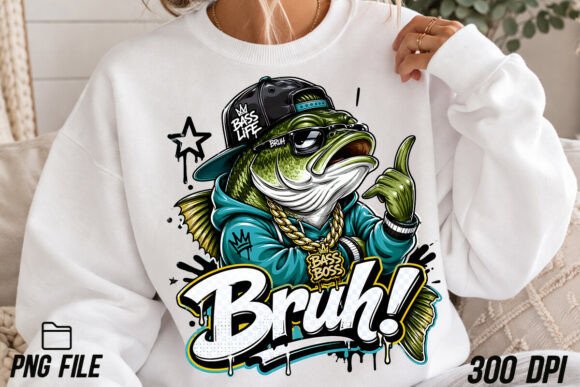 Hip Hop Bass Fish Bruh Streetwear PNG Gráfico Diseños de Camisetas Por PrintExpert