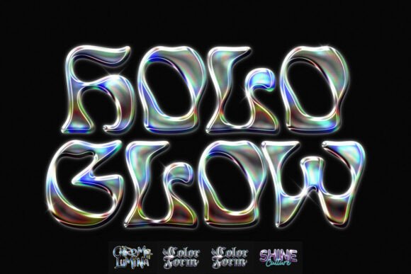 Holographic Liquid Chrome Text Effect