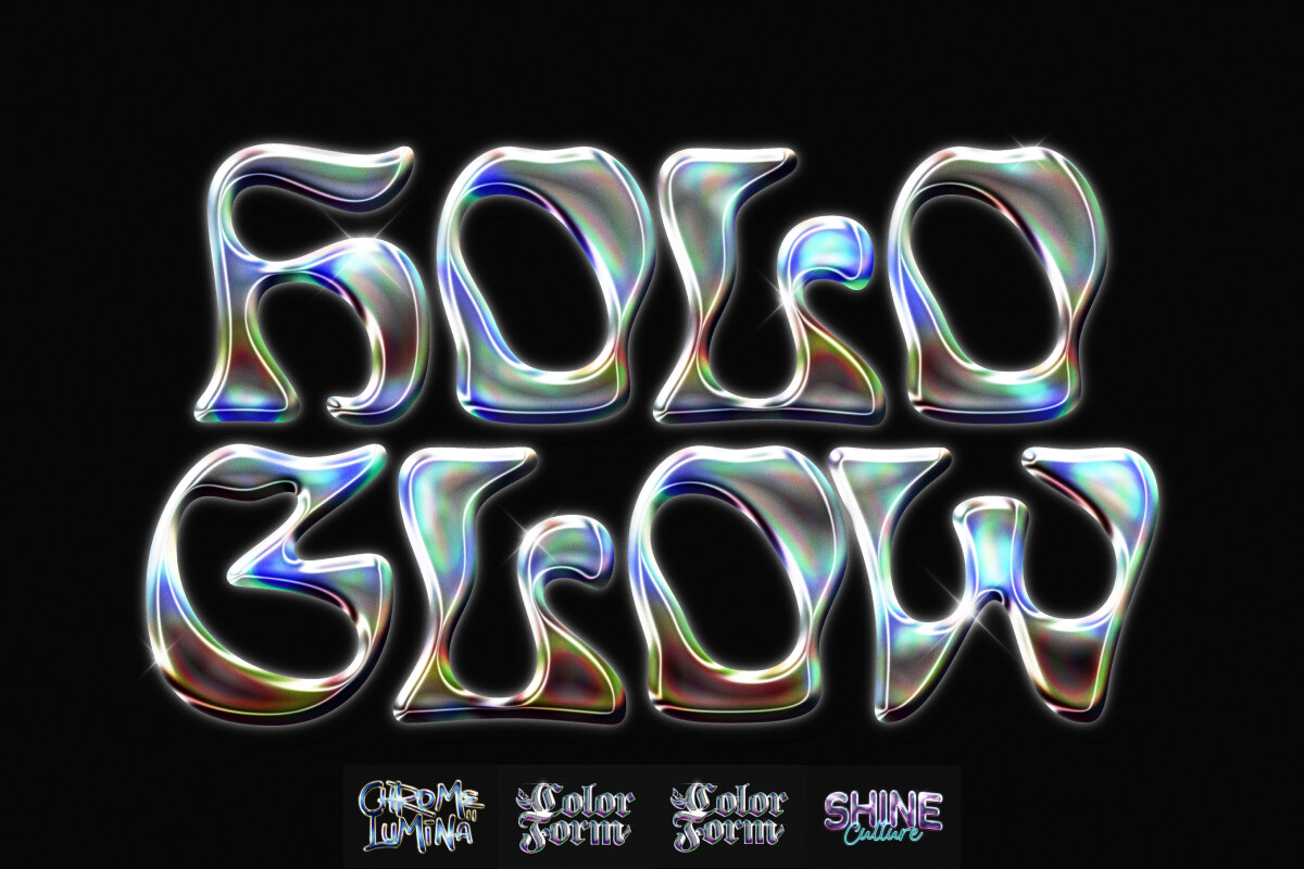 Holographic Liquid Chrome Text Effect