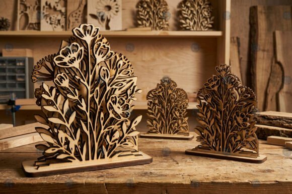 Laser Cut Layered Floral Stand Decor SVG · Creative Fabrica