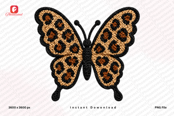 Leopard Crochet Butterfly PNG