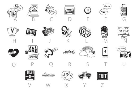 Mixed Emotions Dingbats Font PNG with transparent background - Preview 1