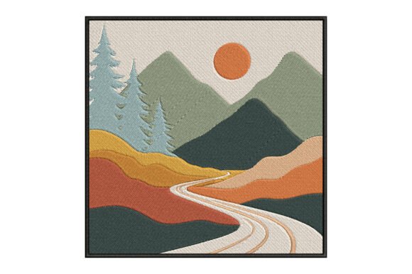 Mountain Landscape Embroidery Design