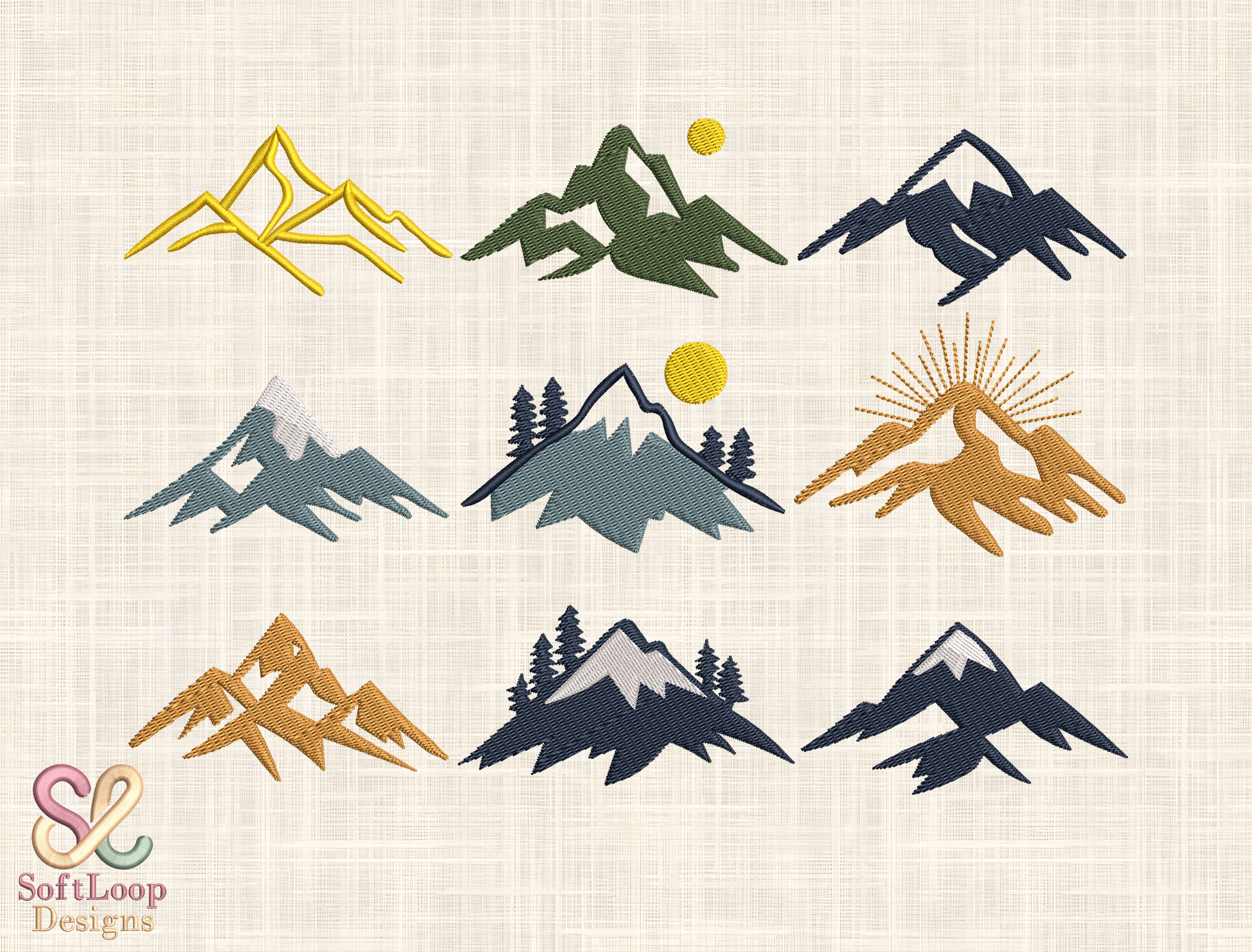 Mountain Peaks Bundle Embroidery Design