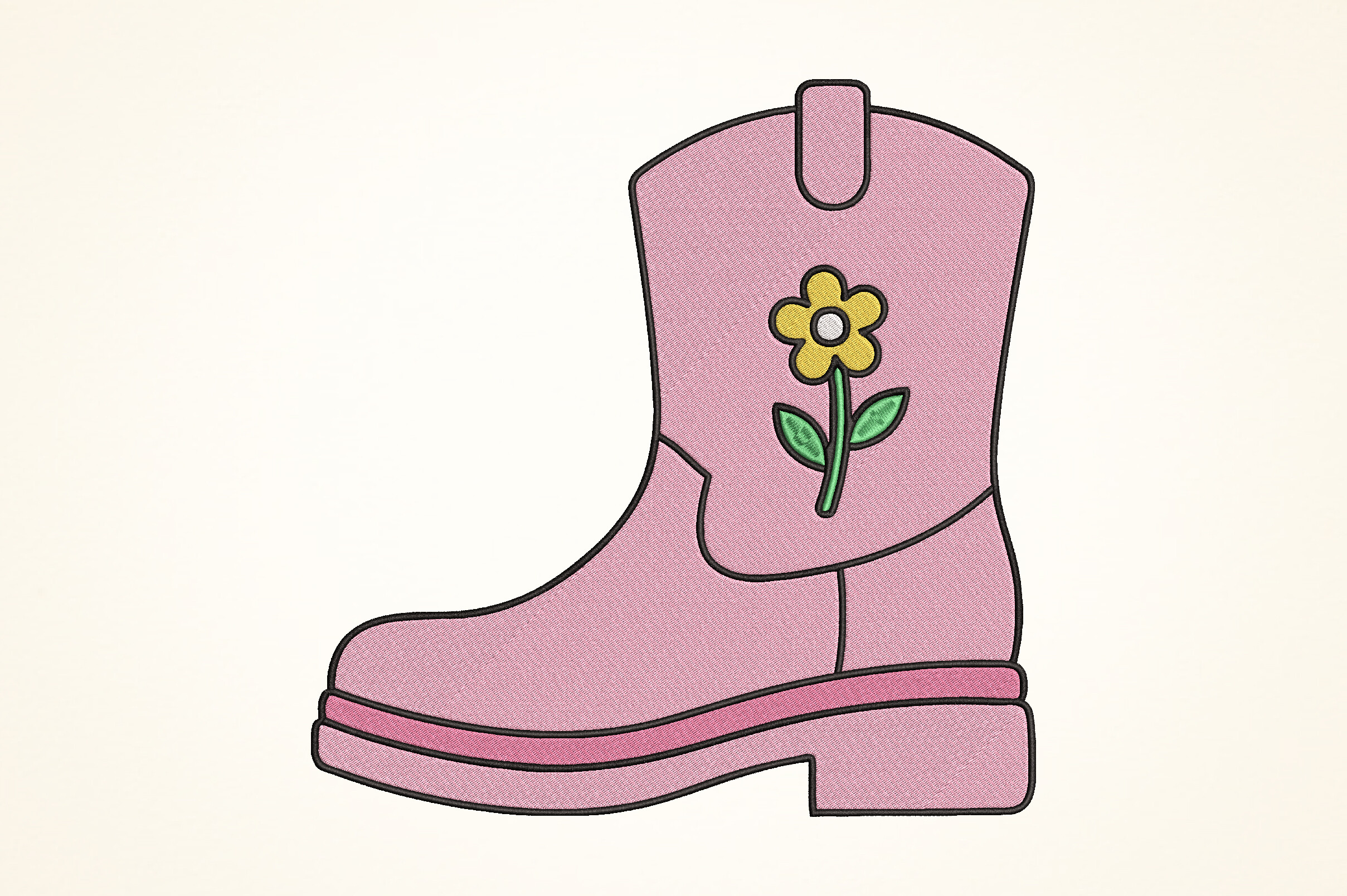 Pink Cowgirl Boot Embroidery Design