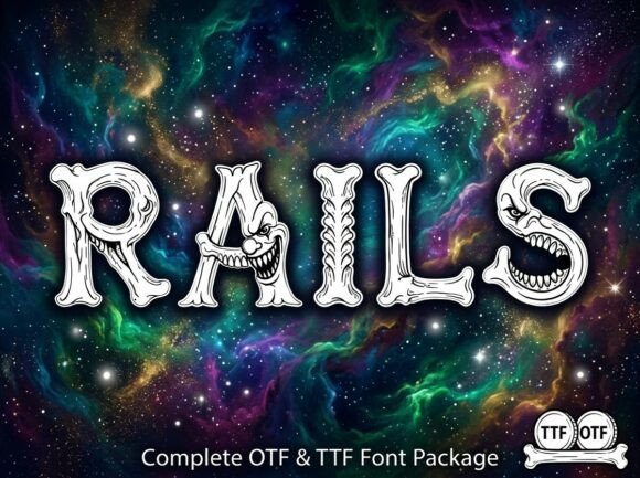 Rails Font PNG with transparent background - Preview 1