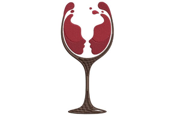 Romantic Wine Glass Face Silhouette