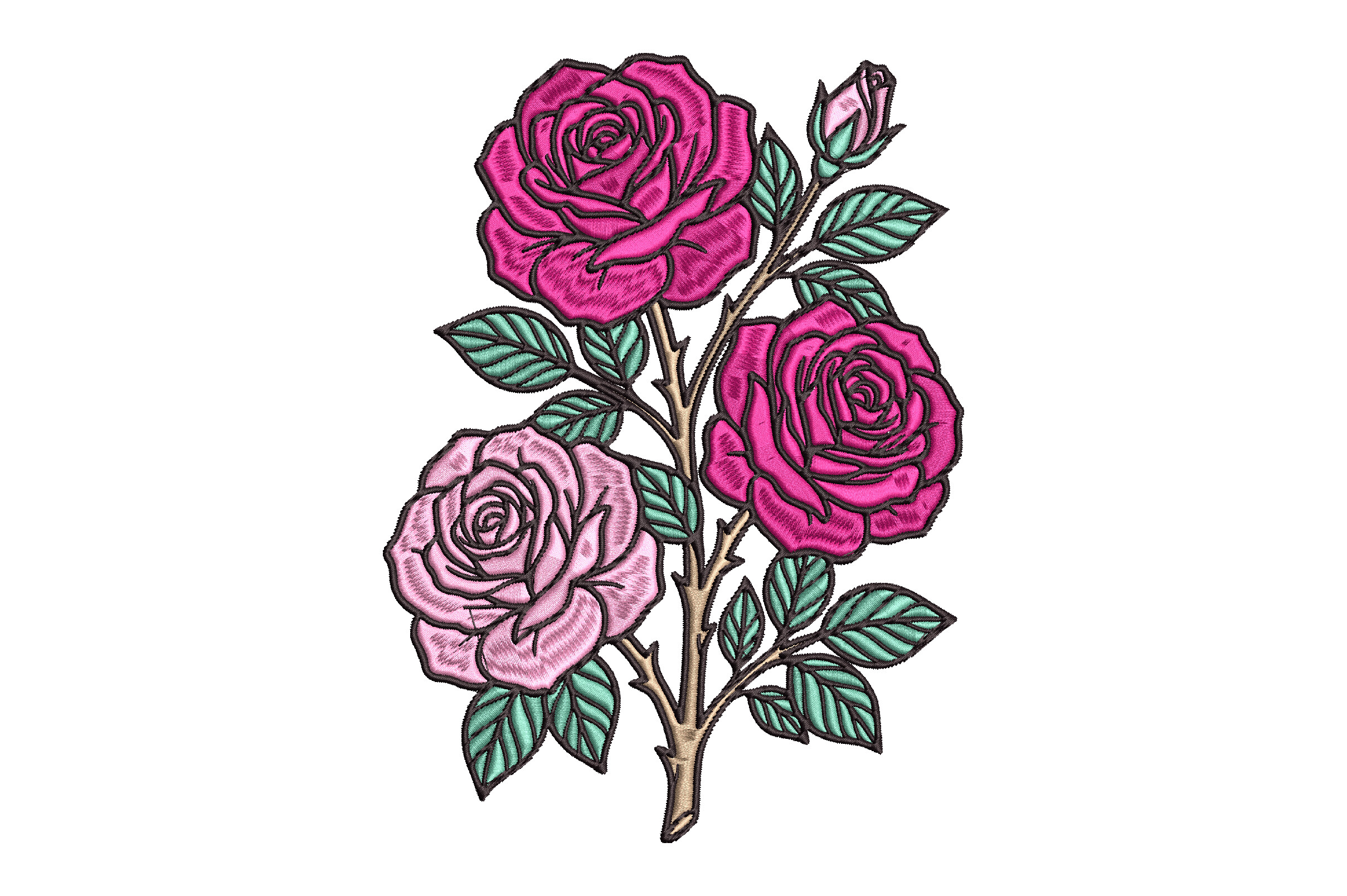 Rose Flower Embroidery Design