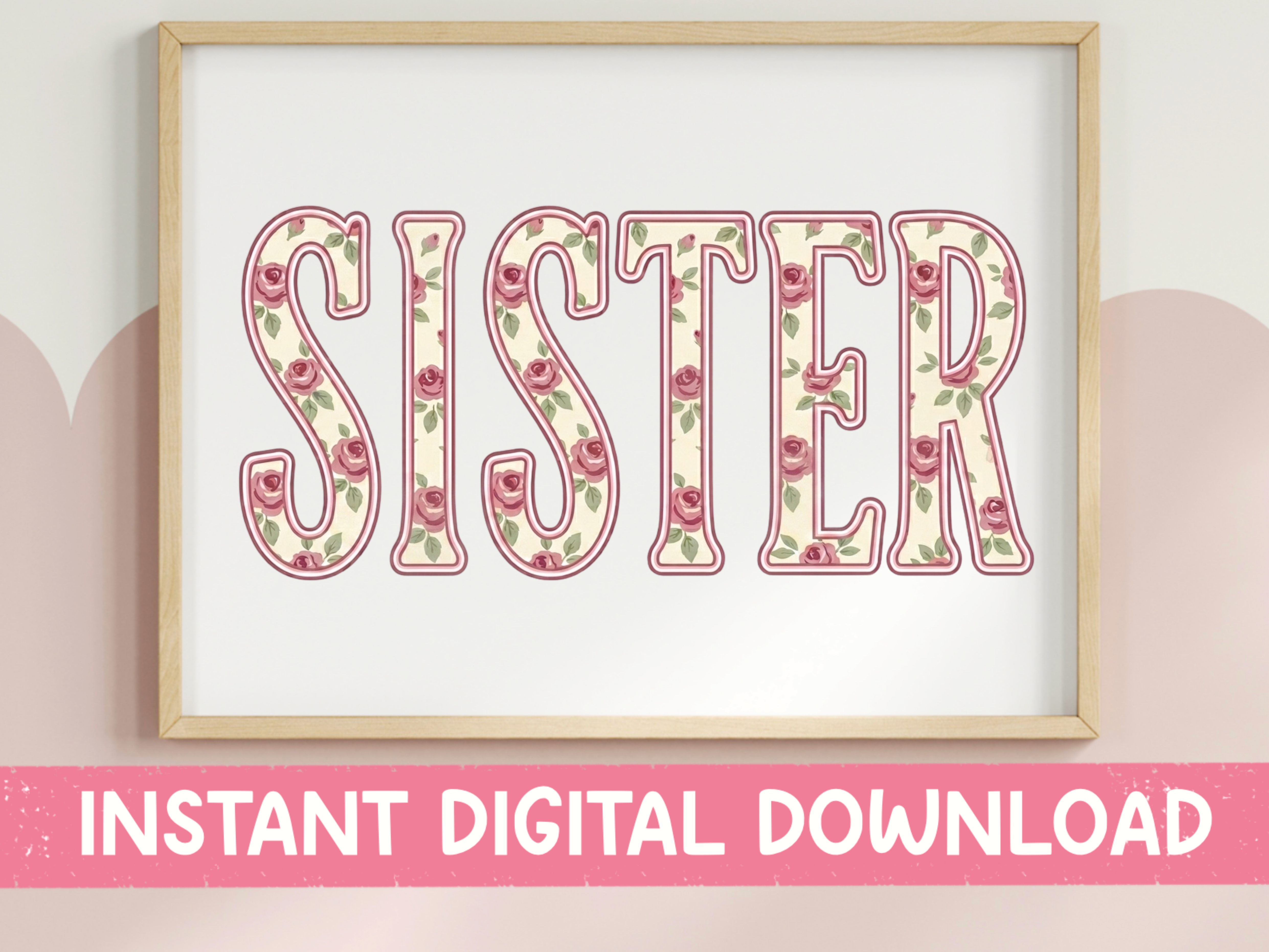 Sister Floral Varsity Letter Rose