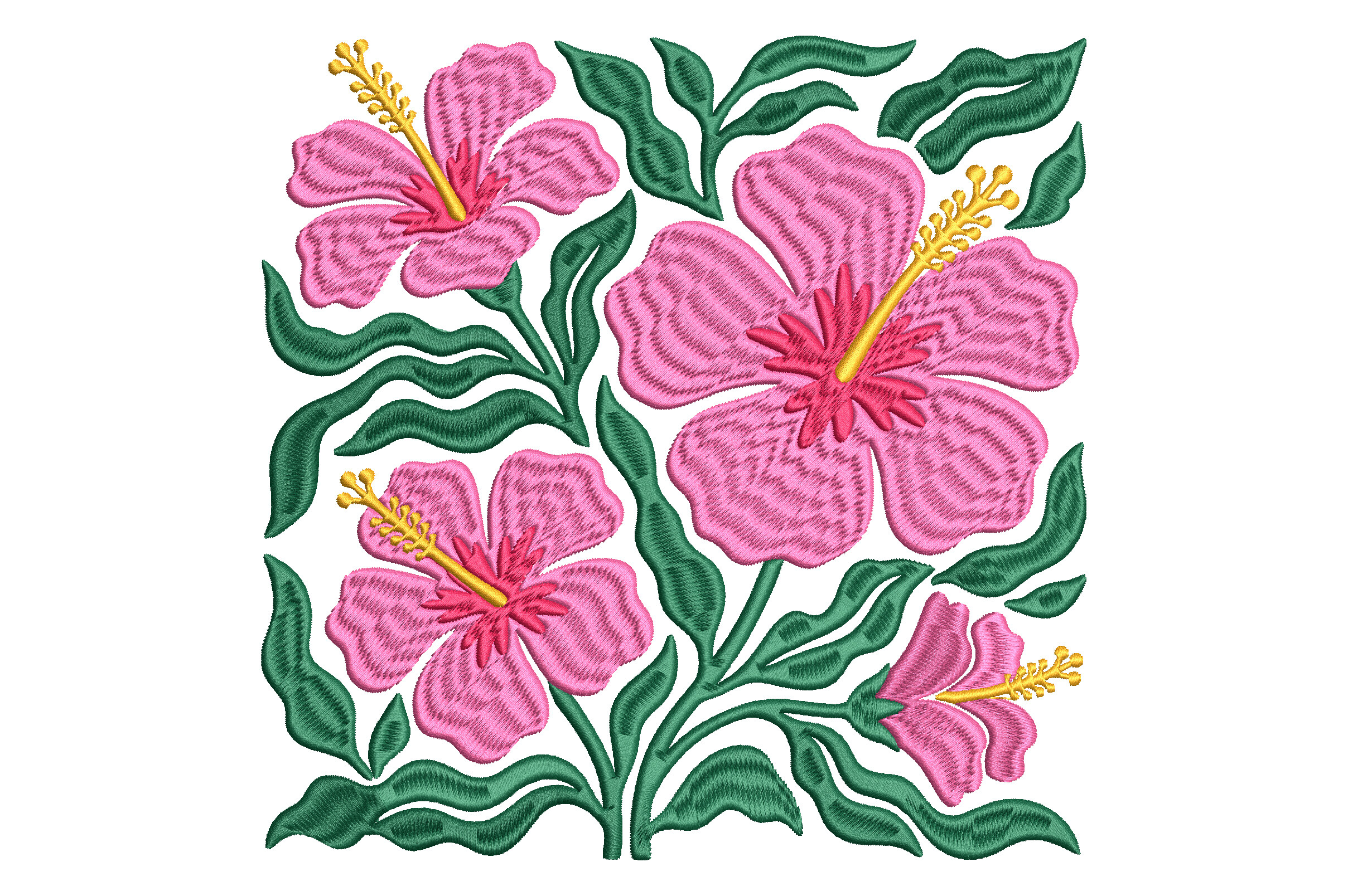 Tropical Hibiscus Embroidery Design