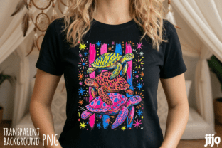 Turtle Three Stacked Neon PNG
