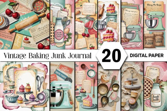 Vintage Baking Junk Journal Backgrounds Gráfico Fondos Por Design Studio 45