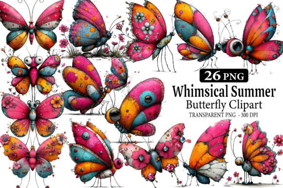 Whimsical Summer Butterfly Clipart Graphic by KIDS ZONE · Creative Fabrica