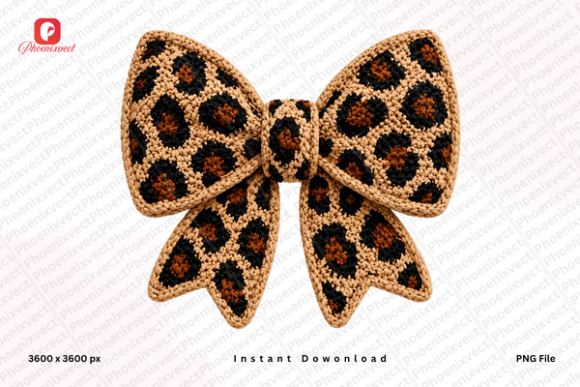 Yarn Crochet Leopard Bow PNG